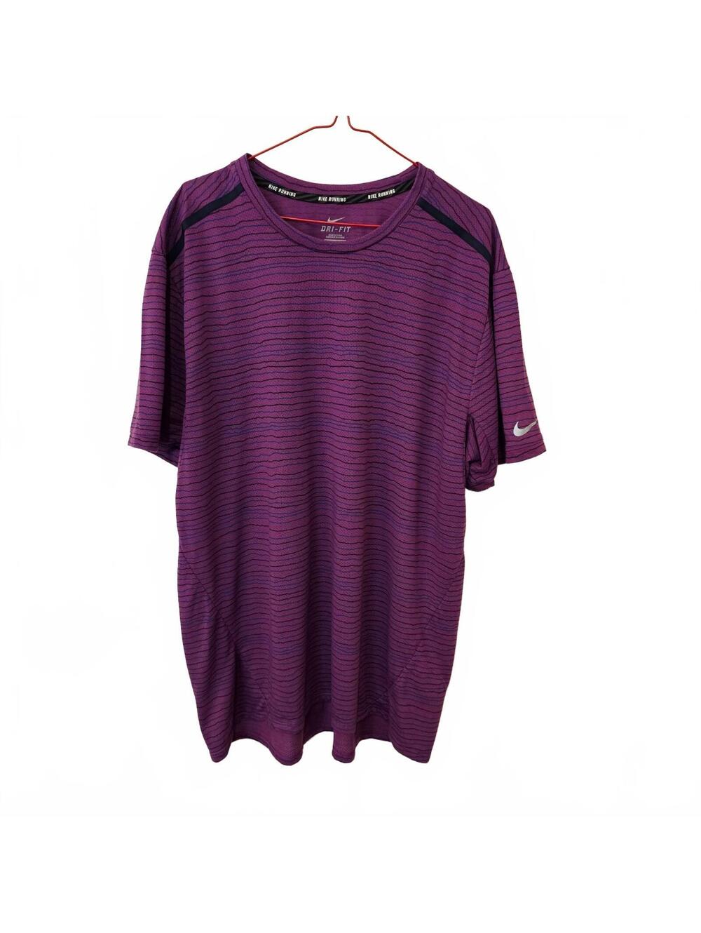 Nike Running Men Performance Shirt Athleisure Purple W/Stripes size XL